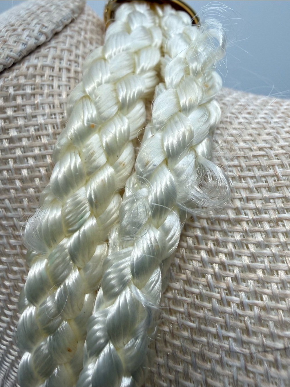 Cream Braided Necklace with Gold Leaf and Pastel Accents - Picture 5 of 6
